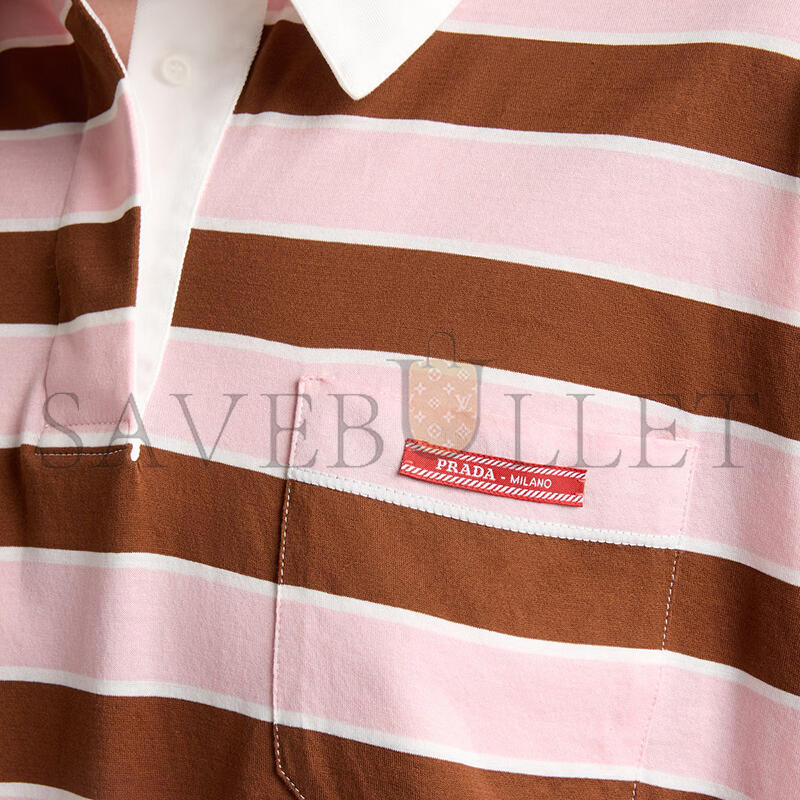 Pra*a long-sleeved bayadere print lisle cotton t-shirt 39661